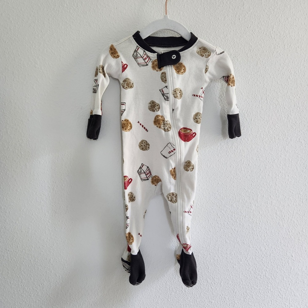Burts‎ Bees Baby 100% Organic Cotton Milk and Cookies Footed Sleeper 0-3M Zip Up